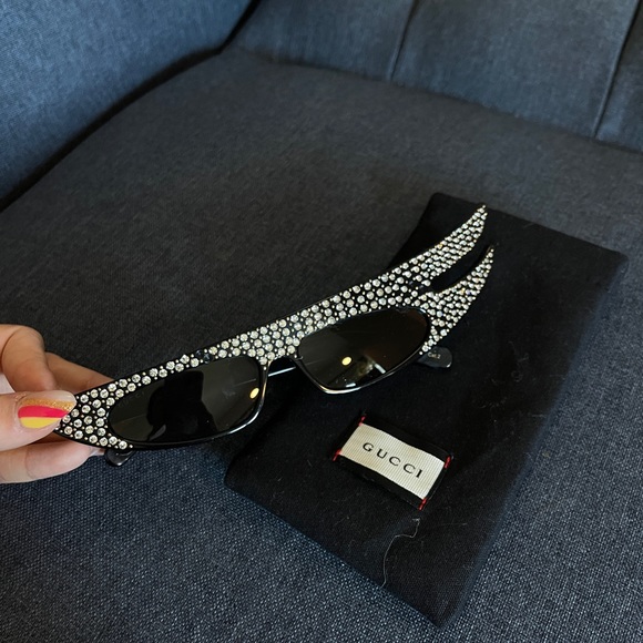 Gucci - Rectangular Angle Acetate Sunglasses with Crystals - Turtle - Eyewear - Picture 5 of 7